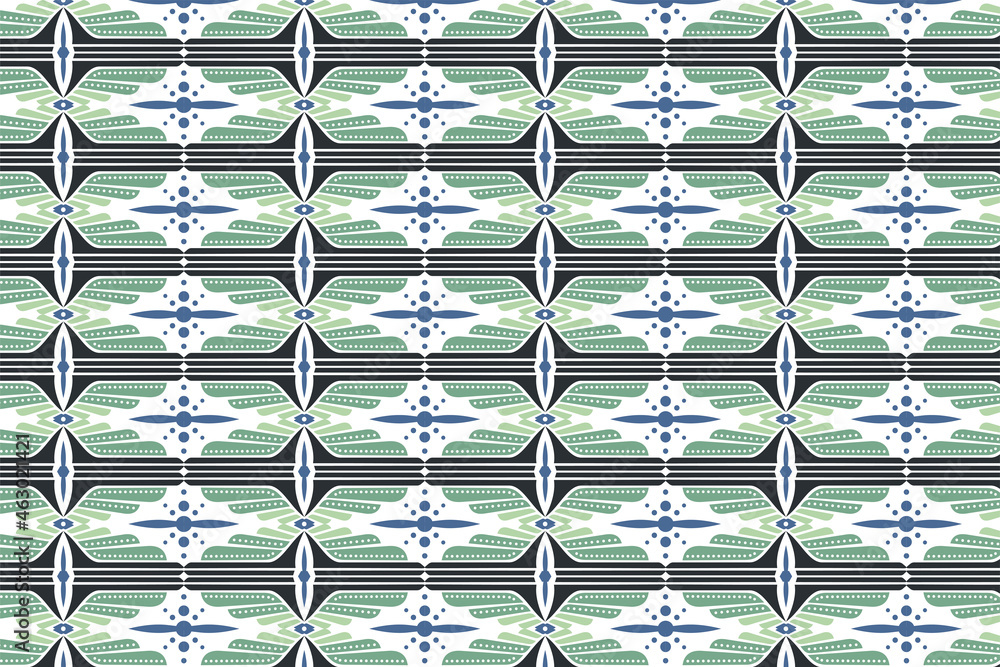 Poster Vector seamless pattern of propeller machine of plane with vector wings texture. Abstract background with dot element and strokes. combination flat blue, green and white colors