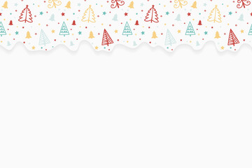 Concept of an empty background with hand drawn trees. Christmas design. Vector