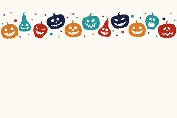 Halloween background with funny pumpkin lanterns. Vector