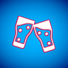 White Glass of beer icon isolated on blue background. Vector