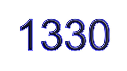 blue 1330 number 3d effect white background