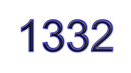 blue 1332 number 3d effect white background