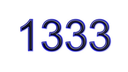 blue 1333 number 3d effect white background