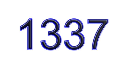 blue 1337 number 3d effect white background
