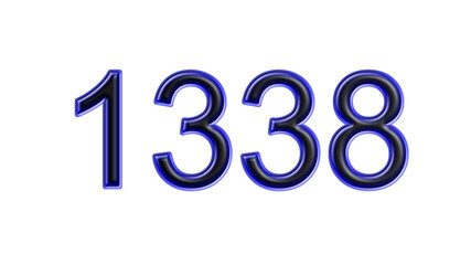 blue 1338 number 3d effect white background