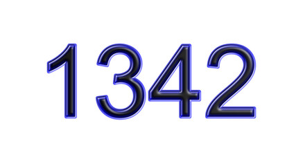 blue 1342 number 3d effect white background