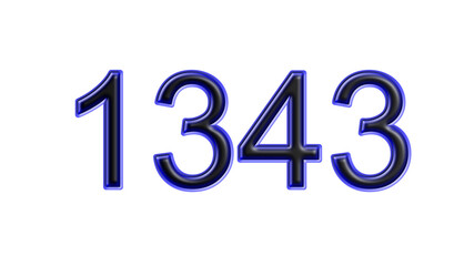 blue 1343 number 3d effect white background
