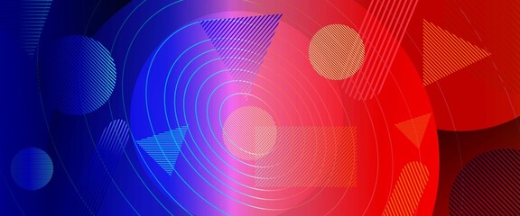 Blue and red gradient geometric style line pattern background