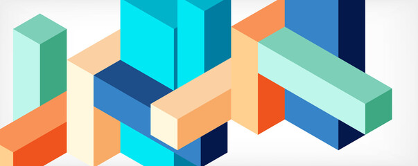 Abstract background. 3d cubes, cubic elements and blocks. Techno or business concept for wallpaper, banner, background, landing page