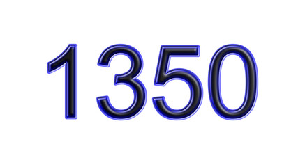 blue 1350 number 3d effect white background