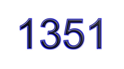 blue 1351 number 3d effect white background