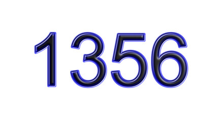 blue 1356 number 3d effect white background