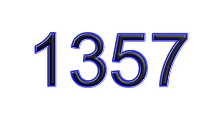 blue 1357 number 3d effect white background