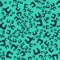 Black Travel neck pillow icon isolated seamless pattern on green background. Pillow U-shaped. Vector