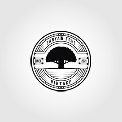 vintage banyan tree logo vintage vector illustration