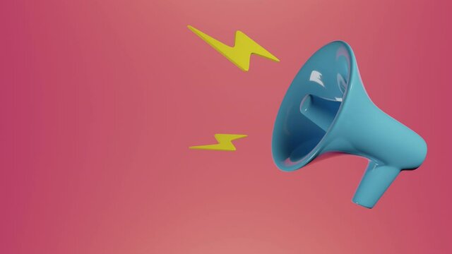Marketing concept, 3d megaphone animation with lightning