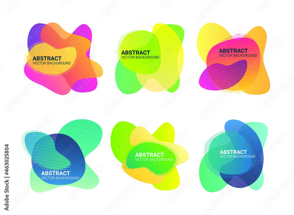 Fototapete blur free form shapes color gradient collection. fluid organic colorful design elements. abstract fl