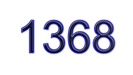 blue 1368 number 3d effect white background