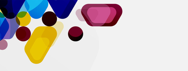 Color bubbles and rounded geometric shapes on white. Vector geometric minimal abstract background for wallpaper, banner, background, landing page