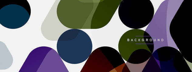 Color bubbles and rounded geometric shapes on white. Vector geometric minimal abstract background for wallpaper, banner, background, landing page