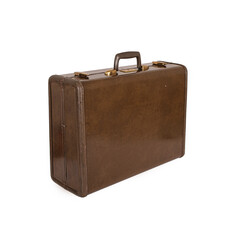 Brown leather bag on a white background