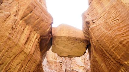 Exploring Wadi al Mujib canyon near the Dead Sea in Jordan.