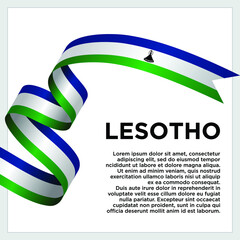 Happy Independence Day. Waving ribbon with Flag of Lesotho, Template for Independence day. logo vector template