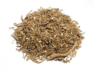 white background dry dried Dong quai licorice root Angelica