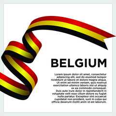 Happy Independence Day. Waving ribbon with Flag of Belgium, Template for Independence day. logo vector template