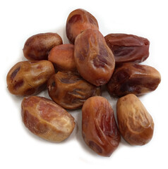 dried date palm on white background
