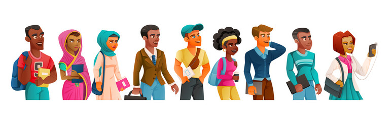 Fototapeta premium Diversity Characters Queue Composition