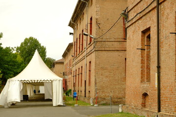 Gazebo. Gazebo in the castle park.Brick barracks built for defensive purposes by the Savoy. 