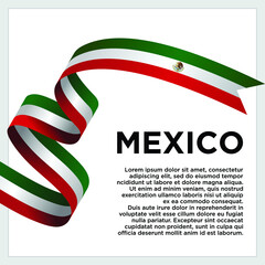 Happy Independence Day. Waving ribbon with Flag of Mexico, Template for Independence day. logo vector template