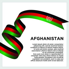 Happy Independence Day. Waving ribbon with Flag of Afghanistan, Template for Independence day. logo vector template