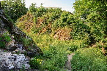 Fototapeta na wymiar The ruins of Stary Jicin Castle. Moat. Moravia. Czechia. Europe