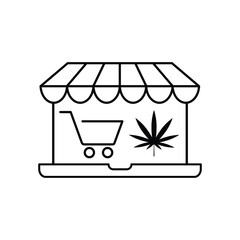 Shopping bag icon. buy online  medical marijuana or cannabis leaf hashish