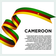 Happy Independence Day. Waving ribbon with Flag of Cameroon, Template for Independence day. logo vector template