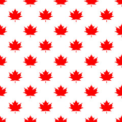 seamless pattern of red maple leaves on a white background. template for application to the surface