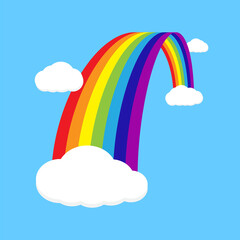 Rainbow with clouds. Vector illustration