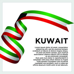 Happy Independence Day. Waving ribbon with Flag of Kuwait, Template for Independence day. logo vector template