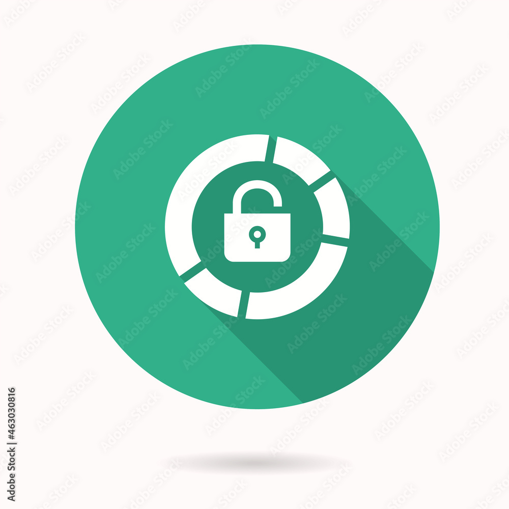 Poster data protection icon with long shadow for graphic and web design.