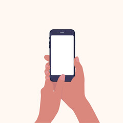 Phone in hand.The concept of online manual payment. Vector illustration