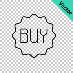 Black line Buy button icon isolated on transparent background. Vector