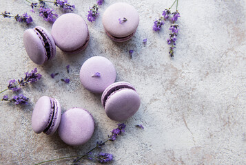 French macarons with lavender flavor