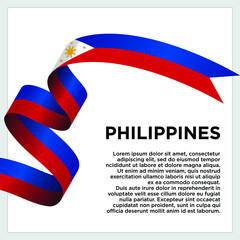 Happy Independence Day. Waving ribbon with Flag of Philippines, Template for Independence day. logo vector template