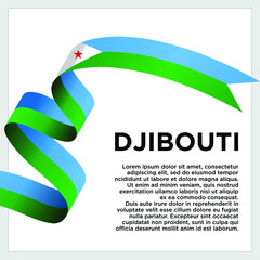 Happy Independence Day. Waving ribbon with Flag of Djibouti, Template for Independence day. logo vector template