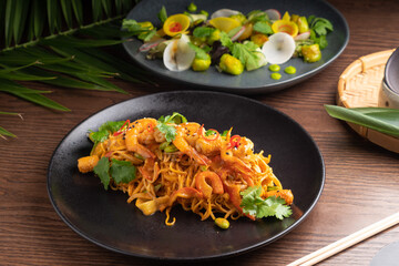 Traditional Asian food in a bowl Hot dish and sweet dessert served in a national bowl
