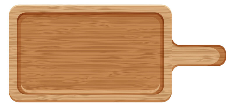 Wooden cutting board or plate in cartoon style isolated
