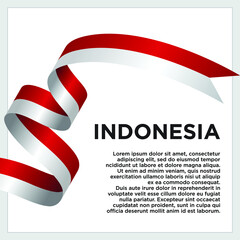 Happy Independence Day. Waving ribbon with Flag of Indonesia, Template for Independence day. logo vector template