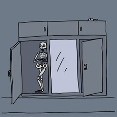 Skeleton in the closet or cupboard. Metaphoric idiom.